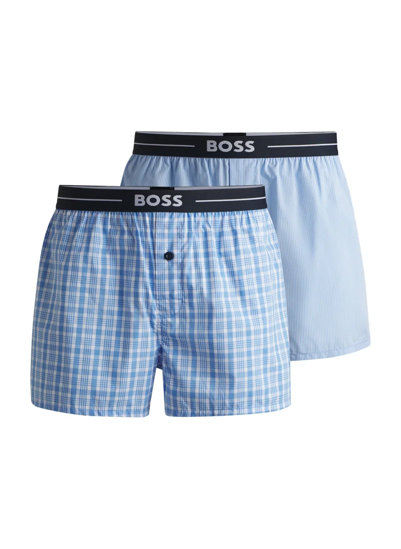 BOSS Two-pack of cotton pyjama shorts with logo waistbands