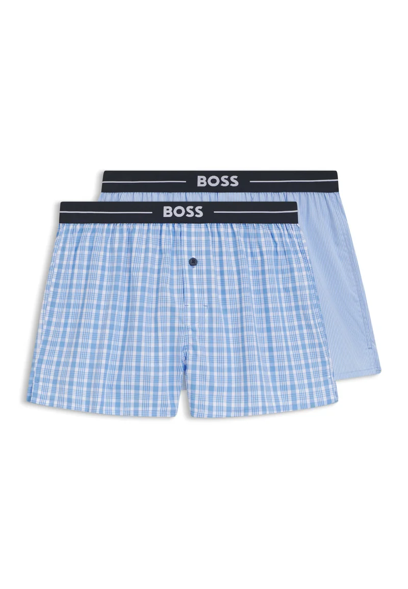 BOSS Open Blue Two-pack of cotton pyjama shorts with logo waistbands for Men | Best Price UAE