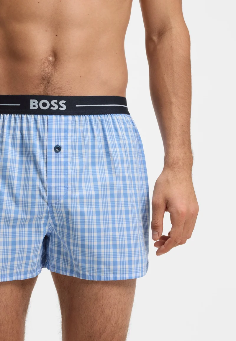 BOSS Open Blue Two-pack of cotton pyjama shorts with logo waistbands for Men | Best Price UAE