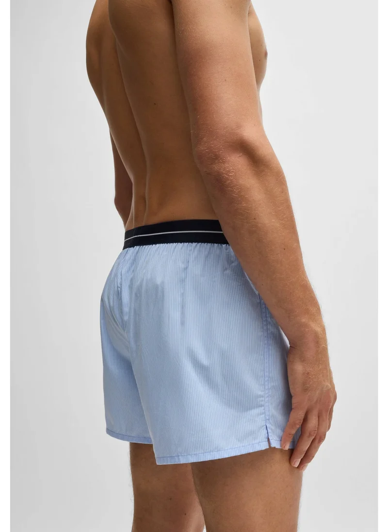 BOSS Open Blue Two-pack of cotton pyjama shorts with logo waistbands for Men | Best Price UAE