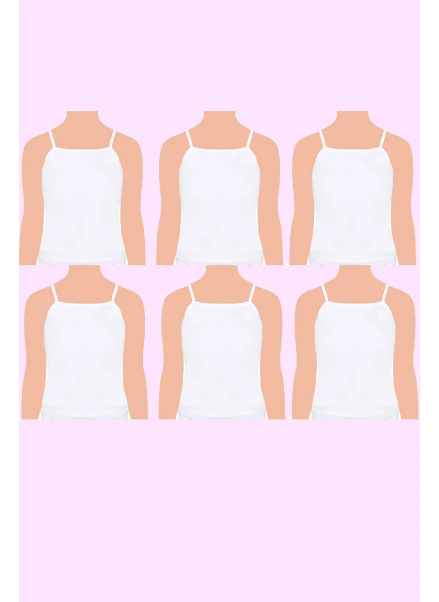 بيليفانتي كولكشن Girl's Cotton Combed Thread Strap Undershirt, Pack of 6 White