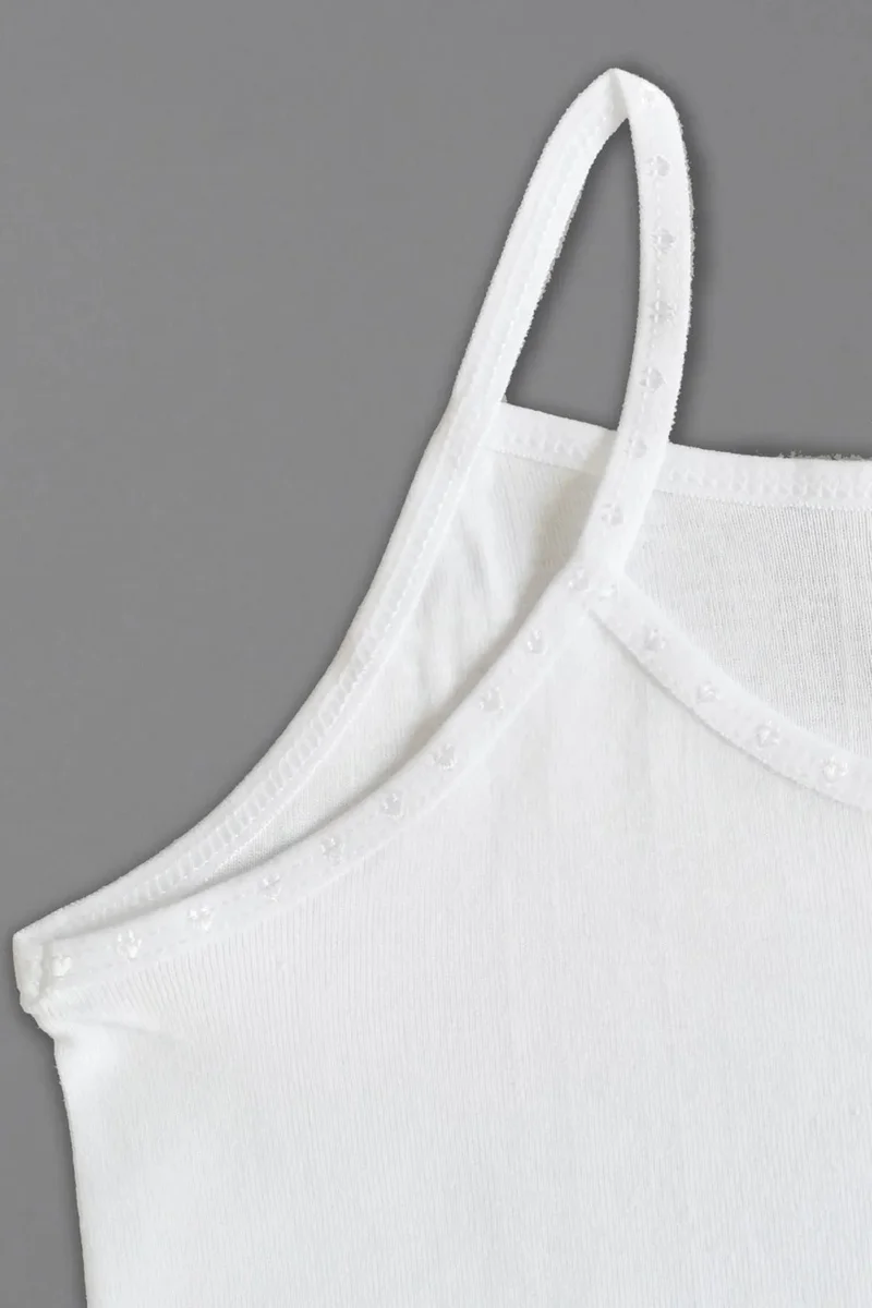 بيليفانتي كولكشن Girl's Cotton Combed Thread Strap Undershirt, Pack of 6 White