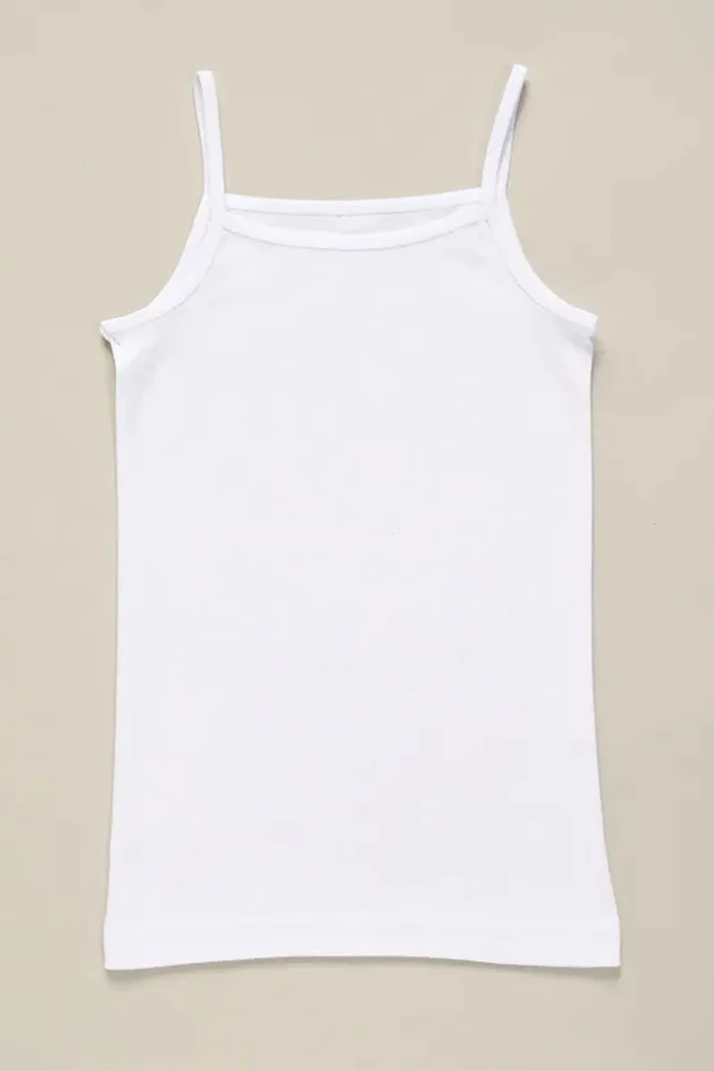 بيليفانتي كولكشن Girl's Cotton Combed Thread Strap Undershirt, Pack of 6 White