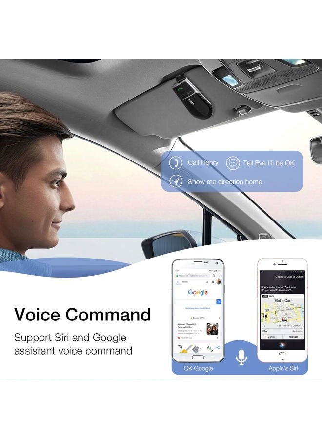 SUNITEC 2019 BC920 Bluetooth Hands Free Car Kit, Connects with Siri & Google Assistant, Auto On Off, Handsfree Speakerphone Wireless in Car, 2W Powerful Speaker, Dual Link Connectivity & Visor Clip - Image 3