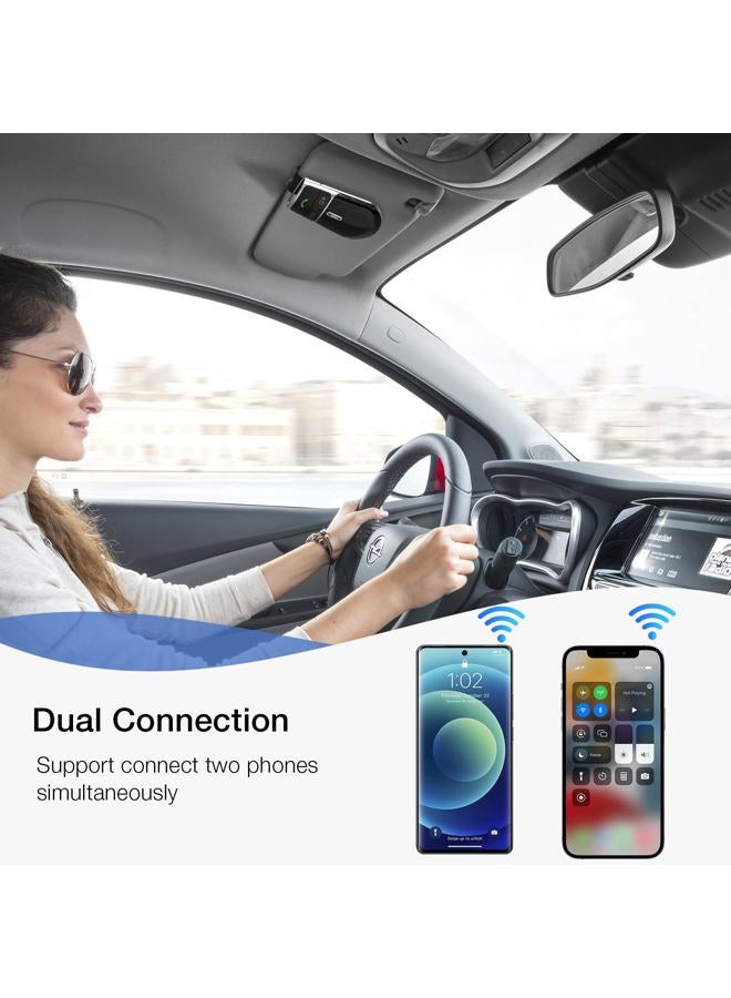 SUNITEC 2019 BC920 Bluetooth Hands Free Car Kit, Connects with Siri & Google Assistant, Auto On Off, Handsfree Speakerphone Wireless in Car, 2W Powerful Speaker, Dual Link Connectivity & Visor Clip - Image 4
