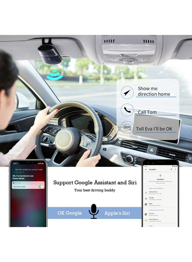 SUNITEC 2019 BC920 Bluetooth Hands Free Car Kit, Connects with Siri & Google Assistant, Auto On Off, Handsfree Speakerphone Wireless in Car, 2W Powerful Speaker, Dual Link Connectivity & Visor Clip - Image 2