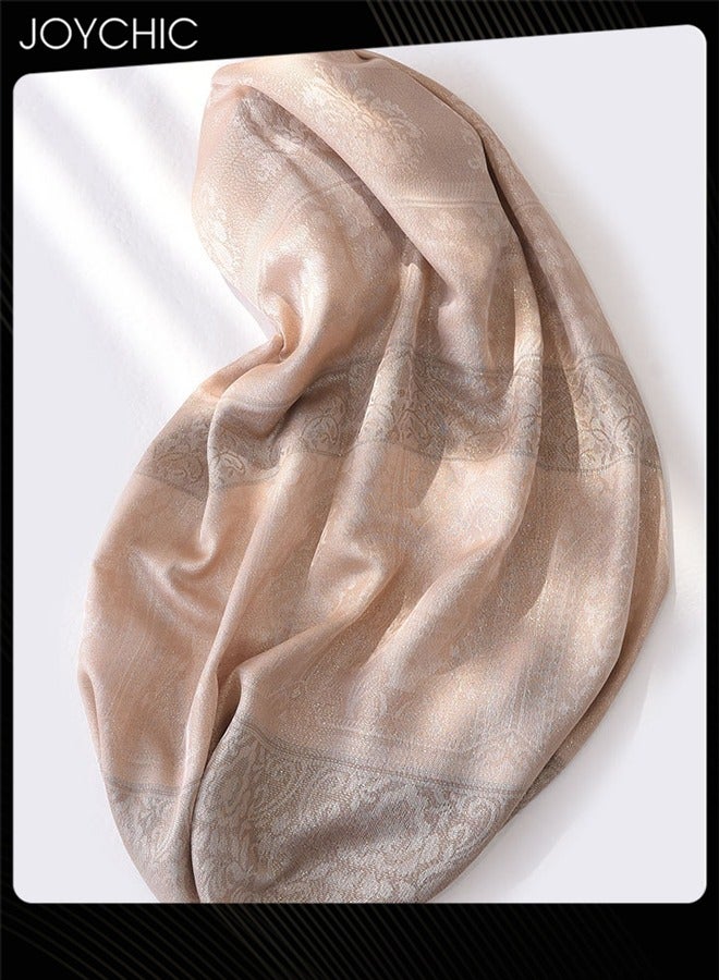 Joychic شال حرير شمسي عصري بلون صلب للنساء، وشاح رأس متعدد الاستخدامات - Image 2
