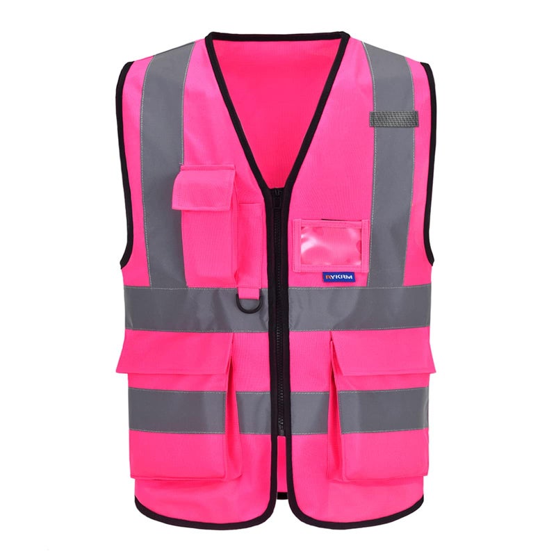 ASAFETY Pink High Visibility Safety Vest with Reflective Strips Multiple Colors AvailableXLarge