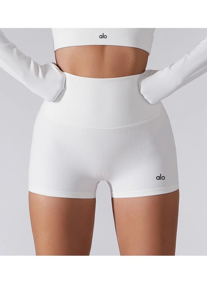 alo ALO  Shorts for Women, Knitted, Quick-Dry, Breathable, Fitness, Sports, High-Waisted, Tight Pants, Three-Minute Quick-Dry Hot Pants  - Image 1