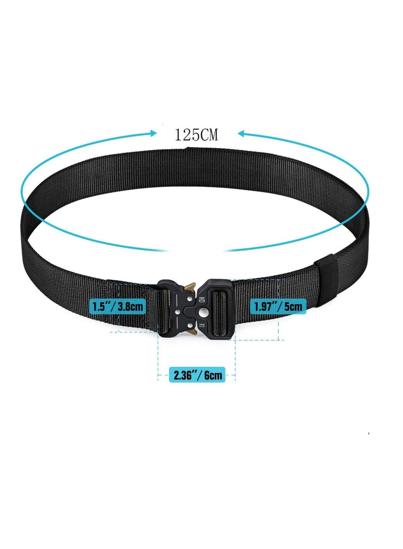 Y&D Tactical Belt for Men, Heavy-Duty Webbing Military Style Nylon Belts with Metal & Key Buckle 2 Pack 1.5 Inch  - Image 2