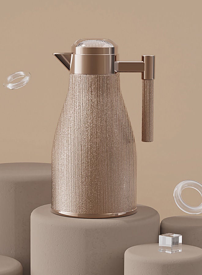 GAZELLA Tea/Coffee Flask Copper 1 Liter, Borosilicate Glass Inside - Image 2