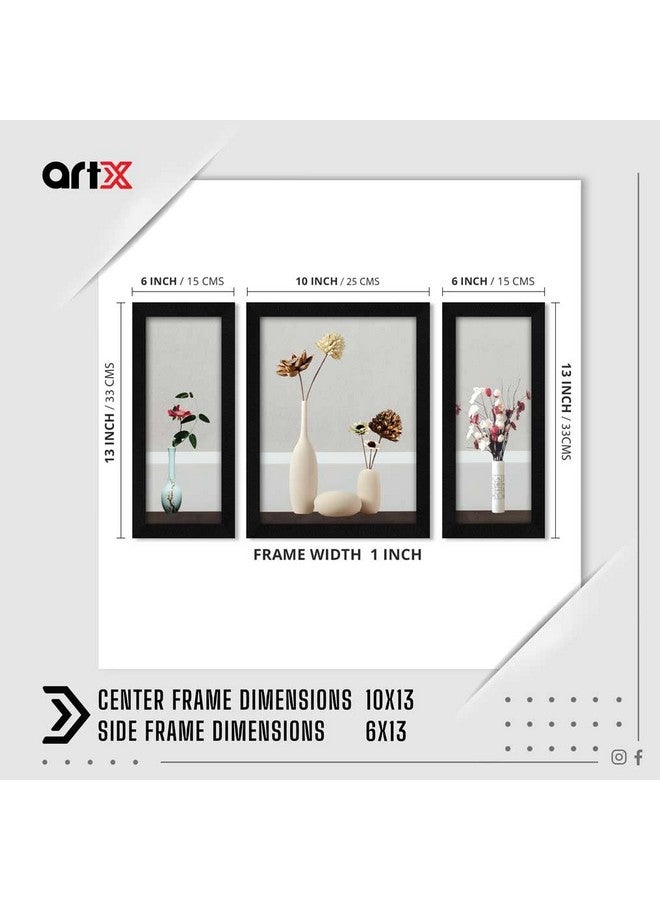 ArtX Paper Flower Vase Wall Art Painting, Multicolor, Floral, 13.0 x 22.0 Inches (Combined), Set of 3 - Image 2