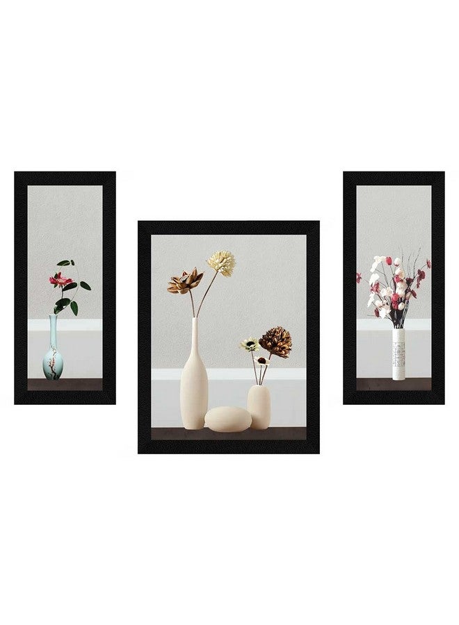 ArtX Paper Flower Vase Wall Art Painting, Multicolor, Floral, 13.0 x 22.0 Inches (Combined), Set of 3 - Image 1