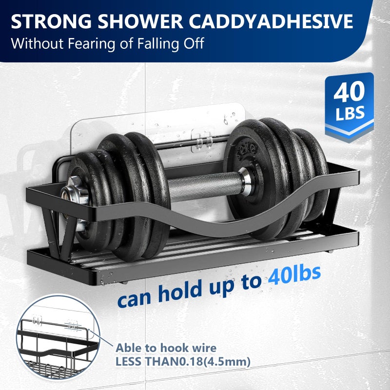 FGSAEOR 9-Pack Shower Caddy Adhesive Replacement  Transparent Adhesive Hooks Stickers  Strong Hook Strip for Shower Caddy Basket Shelf  Soap Holder  Bathroom Storage Corner Shelves  Kitchen Racks - Image 2