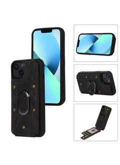 Generic Case Cover For iPhone 13 Armor Ring Wallet Back Cover Phone Case Black 