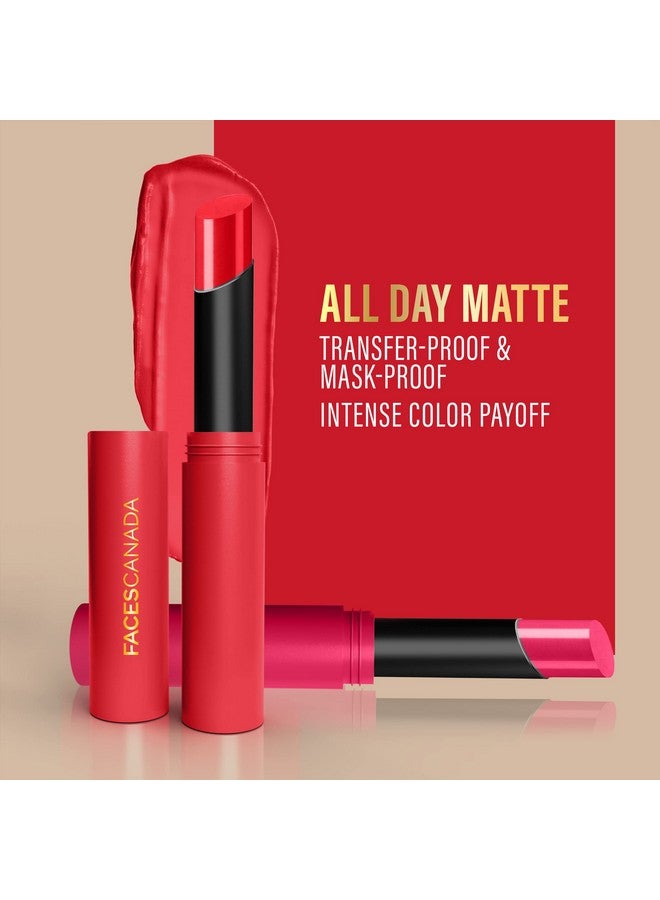 Facescanada FACESCANADA Long Stay 3-in-1 Matte Lipstick - Bubblegum Pink 04, 2g | 8HR Longstay | Transfer Proof | Moisturizing | Chamomile & Shea Butter | Primer-Infused | Lightweight | Intense Color Payoff  - Image 4