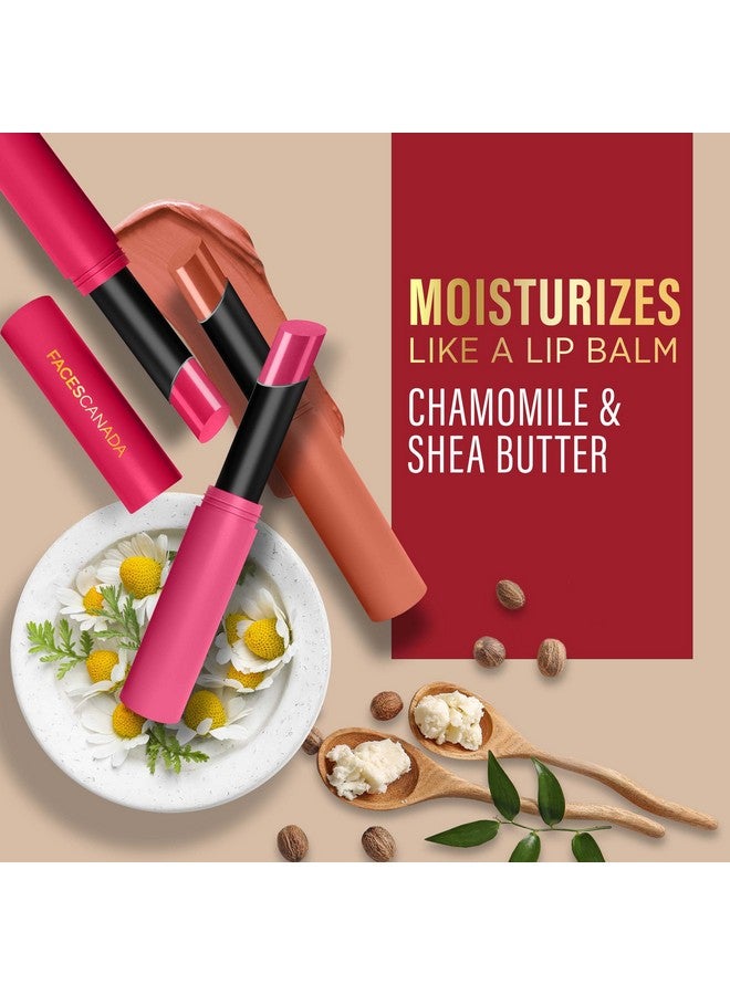 Facescanada FACESCANADA Long Stay 3-in-1 Matte Lipstick - Bubblegum Pink 04, 2g | 8HR Longstay | Transfer Proof | Moisturizing | Chamomile & Shea Butter | Primer-Infused | Lightweight | Intense Color Payoff  - Image 5