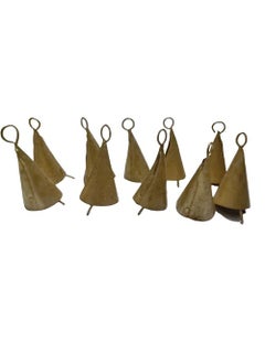 KishWorld KishWorld Vintage Indian Golden Tin Bells Rustic Iron Metal Chime Vintage Cow Bells Jingle Bells Christmas Tree for Crafts Decoration Cone 10pcs  - Image 1