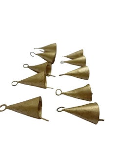 KishWorld KishWorld Vintage Indian Golden Tin Bells Rustic Iron Metal Chime Vintage Cow Bells Jingle Bells Christmas Tree for Crafts Decoration Cone 10pcs  - Image 3
