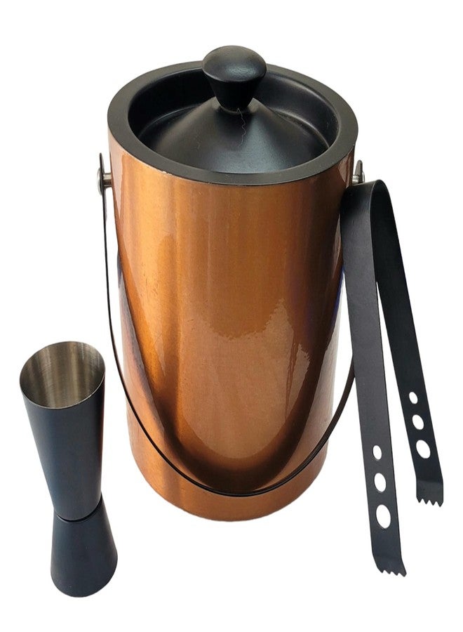 Proniks 6-Piece Cocktail Bar Set, Copper Ice Bucket with Black Barware Tools, 1.5 Litre Capacity - Image 2