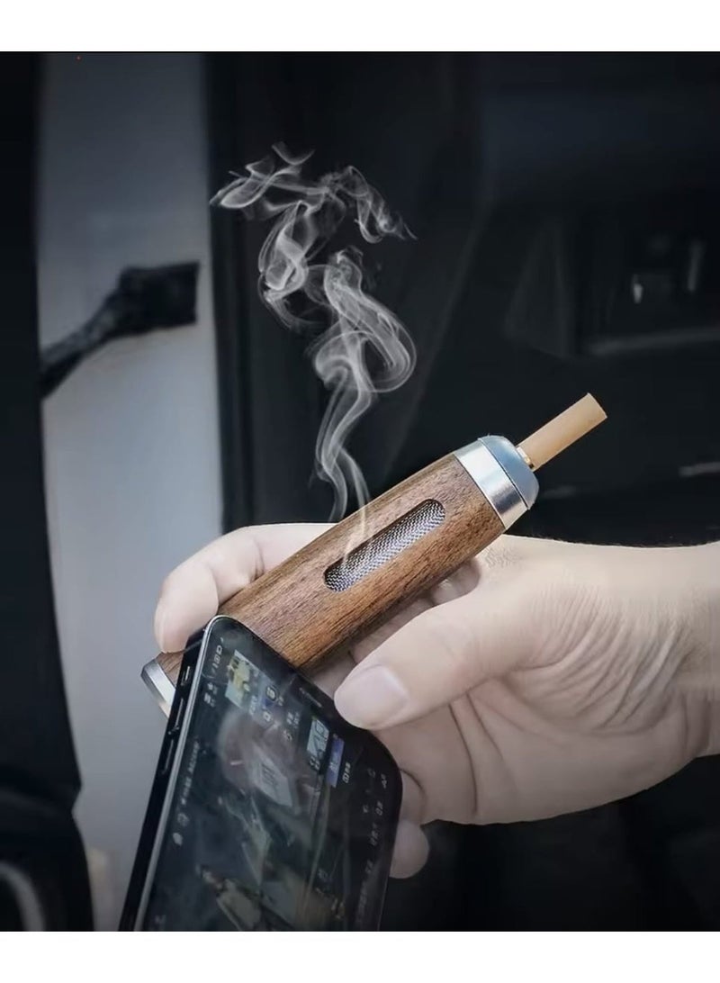 Handheld wooden ashtray for car, home, and office use, stores up to 5 cigarette butts and prevents ash from scattering. - Image 4