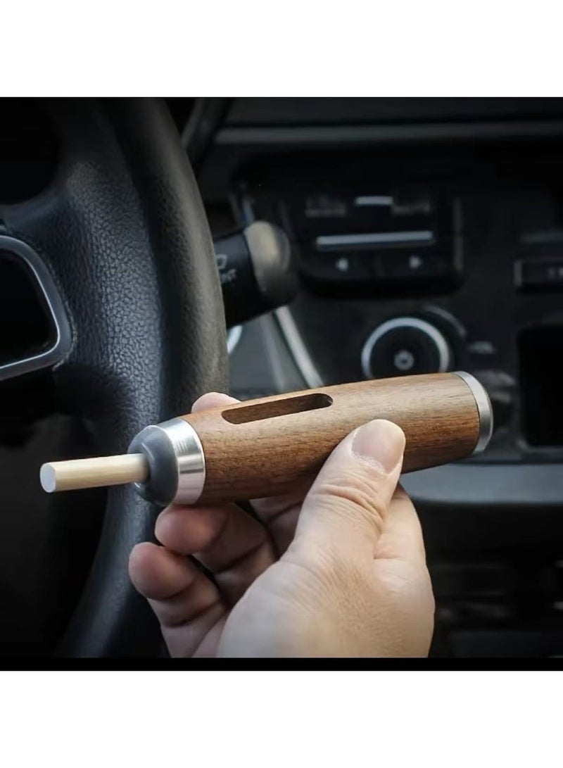 Handheld wooden ashtray for car, home, and office use, stores up to 5 cigarette butts and prevents ash from scattering. - Image 1