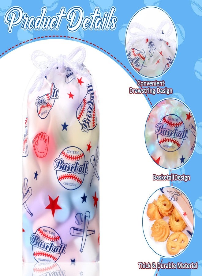 Lemosae 50 Pack Baseball Drawstring Gift Bags Bulk Baseball Treat Goodie Bags Plastic Sport Party Favor Bags for Sports Theme Birthday Baby Shower Party Package Supplies - Image 3