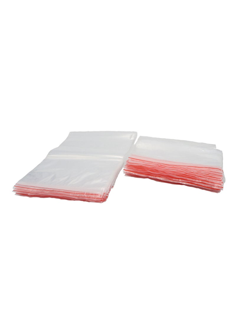 100 Pieces Polypropylene Zipper Bag Clear/Red 100 mic - Image 2