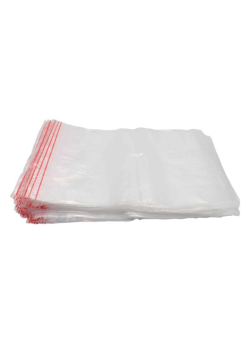 100 Pieces Polypropylene Zipper Bag Clear/Red 100 mic - Image 3