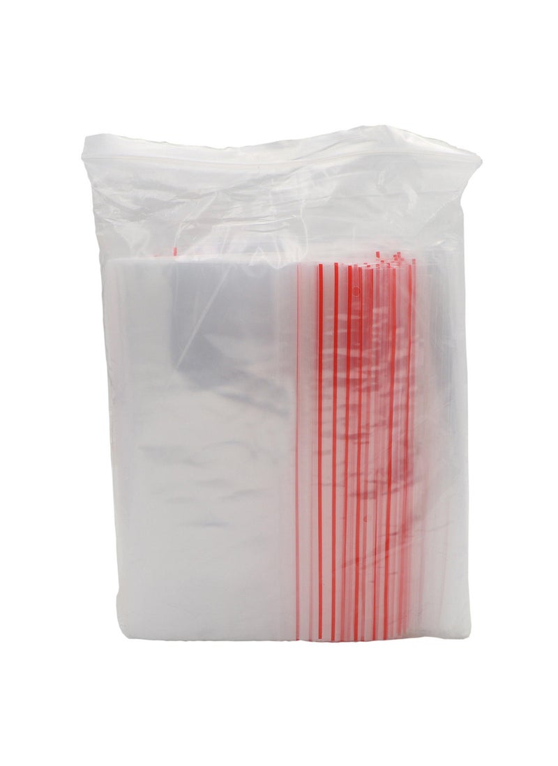 100 Pieces Polypropylene Zipper Bag Clear/Red 100 mic - Image 4