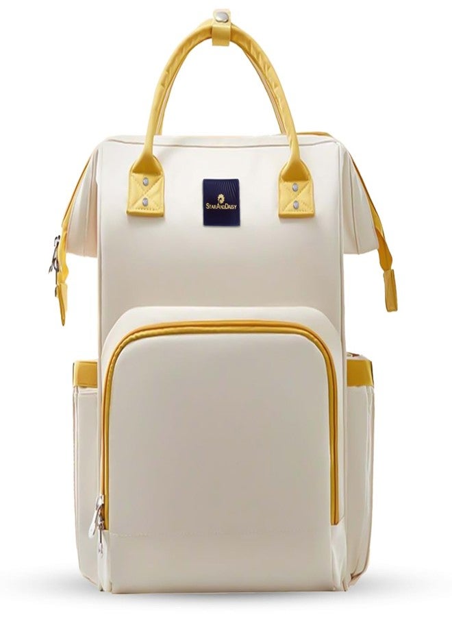 StarAndDaisy Diaper Bag for Baby Mothers Carry/Maternity Bag with Bottle Holder, Multi Compartments with Pockets, Waterproof, Lightweight - (White) - Image 1