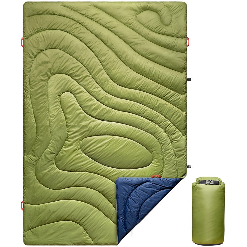 rioyalo rioyalo Camping Blanket  XLarge Wind and Waterproof Warm Puffy Blanket Quilt  Lightweight Portable  Outdoor Concerts Picnics Backpacking Travel Hiking Beach Stadium Garnish Green 