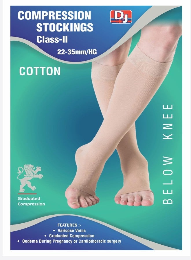 DJ Support DJ Compression Emported class Stocking I Men & Women I Fabric Cotton I Below Knee For Varicose Veins I Graduated compression I Oedema during Pregnancy or cardiothoracic surgery I 23-32mm/Hg I (MEDIUM) - Image 1