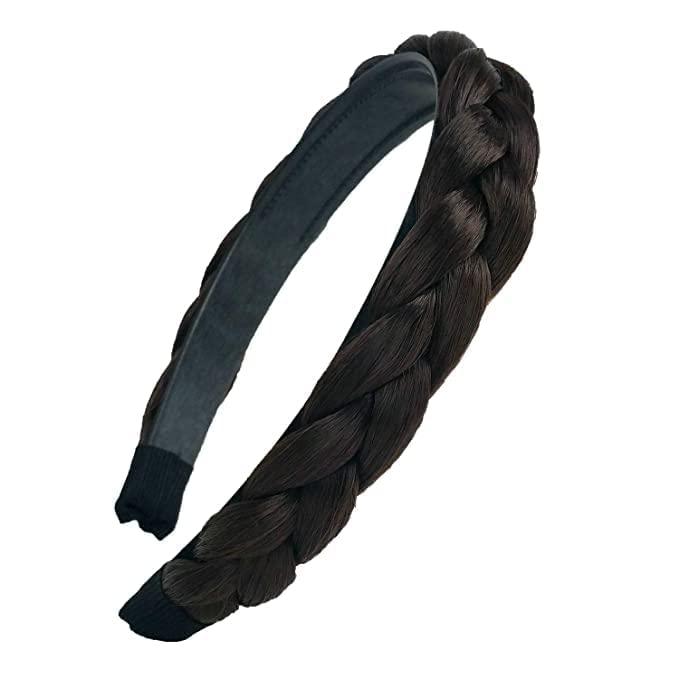 HAPPYMATES Women Girls Vintage Wig Headbands Braids Female Style Hair Band Head Band Wig Hair Accessories(Black choti hair Band) - Image 1