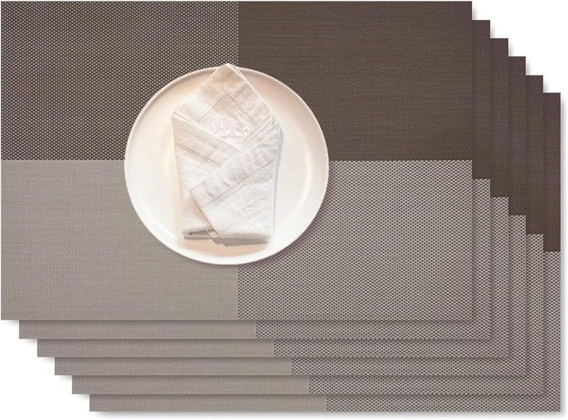LUCCI LUCCI Placemats HeatResistant Woven Vinyl Placemat NonSlip Washable PVC Table Mat Easy to Clean Premium Plastic Mats for Dining Kitchen Table Set of 4 Deep Coffee - Image 2