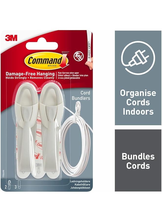Command Command Cord Clips & Bundlers [Removable]: Medium Cord Bundlers [2 bundlers/pack] (White)  - Image 2