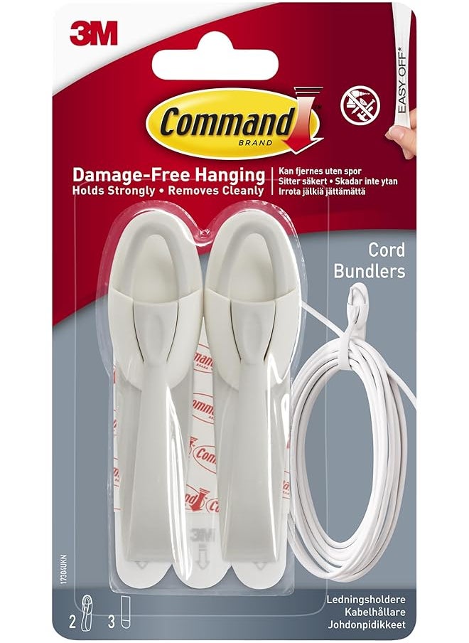 Command Command Cord Clips & Bundlers [Removable]: Medium Cord Bundlers [2 bundlers/pack] (White)  - Image 1
