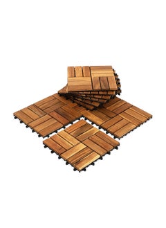 HOME TASTE Hometaste Premium Hardwood Decking Tiles Transform Your Indoor And Outdoor Spaces With Elegant Wooden Flooring - Decorative Interlocking Tiles For Garden, Patio (20 Pieces) 