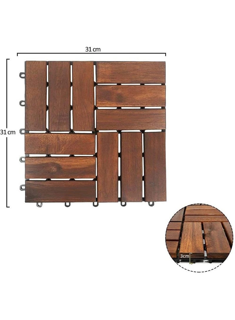 HOME TASTE Premium Hardwood Decking Tiles – 20-Piece Interlocking Wooden Flooring Set for Indoor & Outdoor Use – Garden, Balcony & Patio Decor  - Image 2
