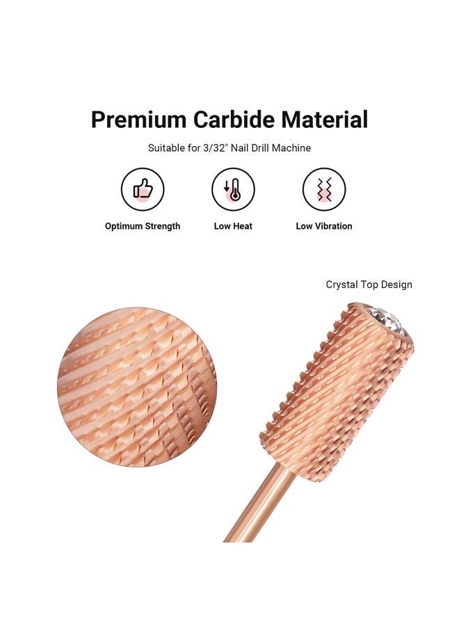 MelodySusie Crystal Top Nail Drill Bits, 3/32'' Large Barrel Carbide Bits, Suitable for Manicure Pedicure Cuticle Gel Polishing, Beginners Bits, Rose Gold, Series Bit-S, Coarse - Image 2