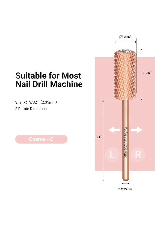 MelodySusie Crystal Top Nail Drill Bits, 3/32'' Large Barrel Carbide Bits, Suitable for Manicure Pedicure Cuticle Gel Polishing, Beginners Bits, Rose Gold, Series Bit-S, Coarse - Image 5