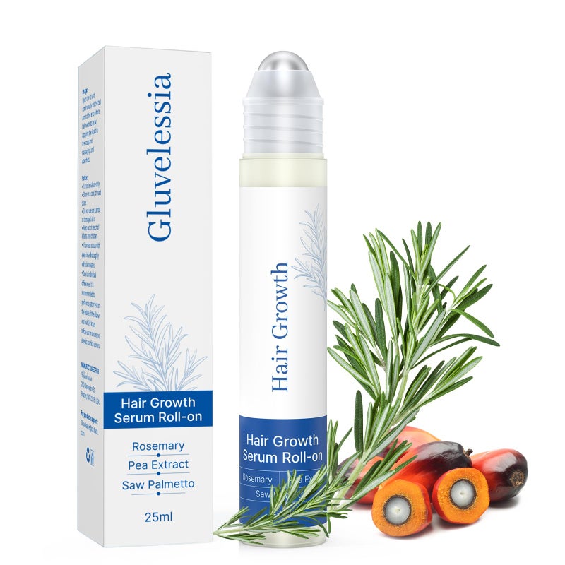 Gluvelessia Hair Growth Serum Roll On with Rosemaryï¼ŒHelps Support Thicker, Fuller Hair Appearanceï¼ŒClean, Non-Greasy Hair Loss Support for Men & Womenï¼ŒSaw Palmettoï¼Œ0.84 Fl Oz (Pack of 1) - Image 1