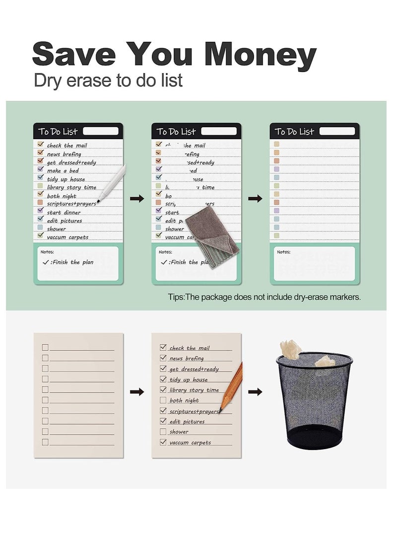To Do List Sticky Notes, 8pcs Dry Erase Reusable To Do List Sticky Notes, Daily Planner Chart, Checklist Notepad, Lined Task Todo Memo Pad for Home, Office, Refrigerator, Desk, Mirror - Image 3