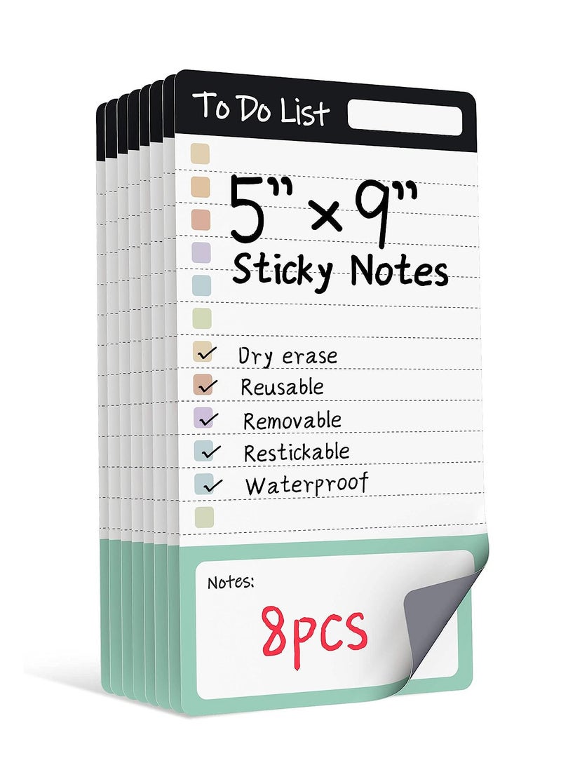 To Do List Sticky Notes, 8pcs Dry Erase Reusable To Do List Sticky Notes, Daily Planner Chart, Checklist Notepad, Lined Task Todo Memo Pad for Home, Office, Refrigerator, Desk, Mirror - Image 1