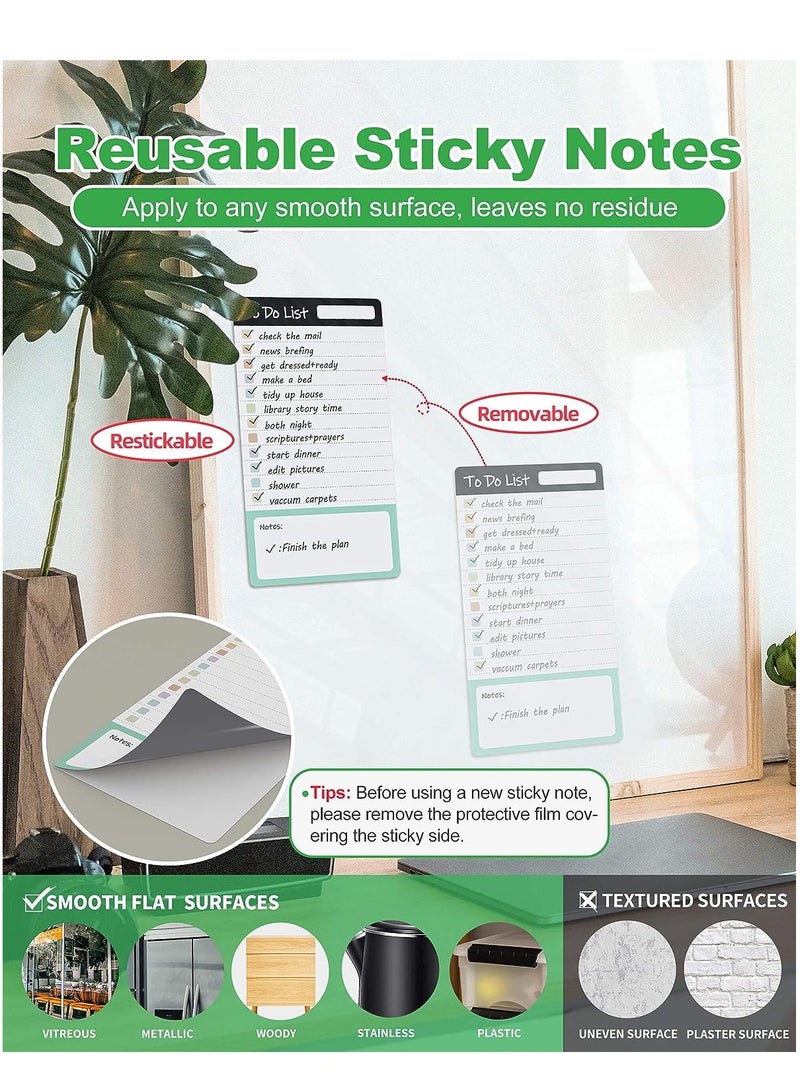 To Do List Sticky Notes, 8pcs Dry Erase Reusable To Do List Sticky Notes, Daily Planner Chart, Checklist Notepad, Lined Task Todo Memo Pad for Home, Office, Refrigerator, Desk, Mirror - Image 2