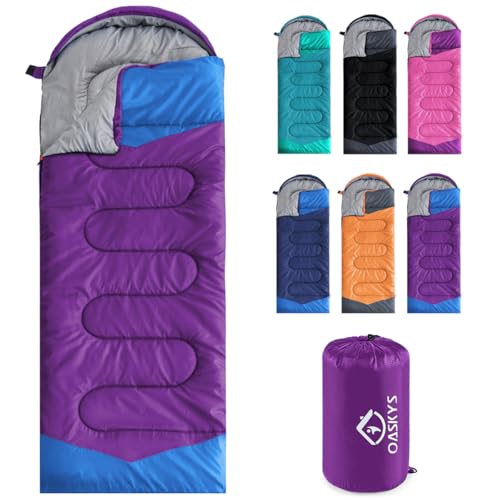 oaskys Camping Sleeping Bag - 3 Season Warm & Cool Weather - Summer Spring Fall Lightweight Waterproof for Adults Kids - Camping Gear Equipment, Traveling, and Outdoors - Image 1