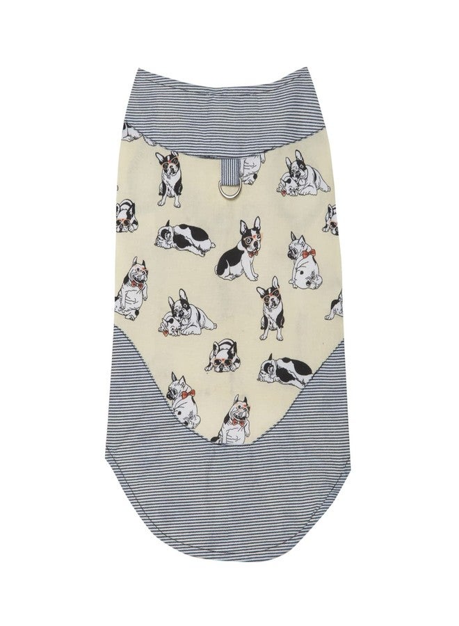 Lulala Dog Shirt Striped 100% Cotton Shirt for Dogs Printed T Shirts Cotton Vest Pleated Dress Puppy Clothes Summer Shirts Tops Soft Pet Apparel for Small Dogs (16 Inch,Yellow) - Image 1