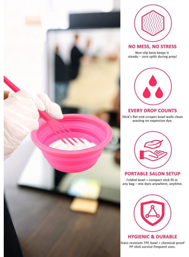 YOOVR 19PCS Hair Bleach Dye Kit with Hair Dye Brush and Bowl Whisk Hair Clips Protective Gear Set, Ideal for Hair Bleaching Coloring Highlighting, Essential Salon Supplies for Home Use (Pink) - Image 4