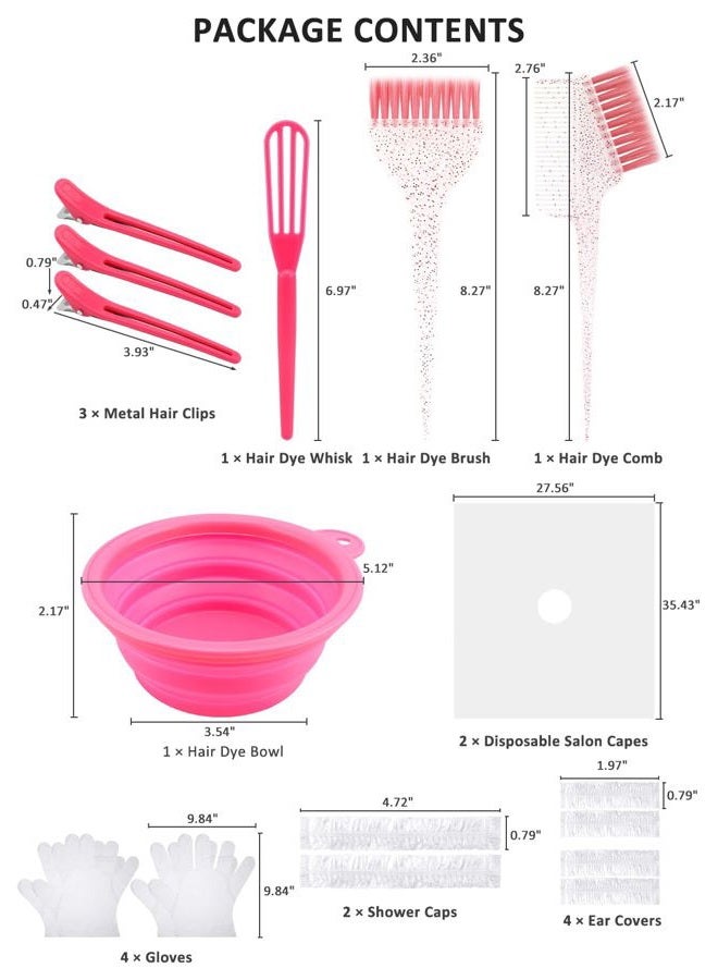 YOOVR 19PCS Hair Bleach Dye Kit with Hair Dye Brush and Bowl Whisk Hair Clips Protective Gear Set, Ideal for Hair Bleaching Coloring Highlighting, Essential Salon Supplies for Home Use (Pink) - Image 2