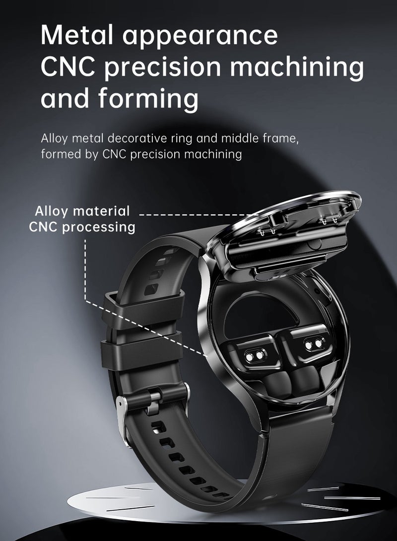 ساعة ذكية وسماعات بلوتوث TWS في جهاز واحد – مكالمات صوتية HD وموسيقى بدون أسلاك، مقاومة للماء IP67، شاشة لمس 1.39 بوصة، شحن مغناطيسي، تصميم معدني نحيف – ساعة ذكية للرياضة والاستخدام اليومي - Image 5